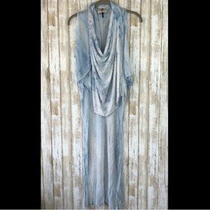 Hero Crane Blue Tie Dye Drape Long Top Cover Up S
